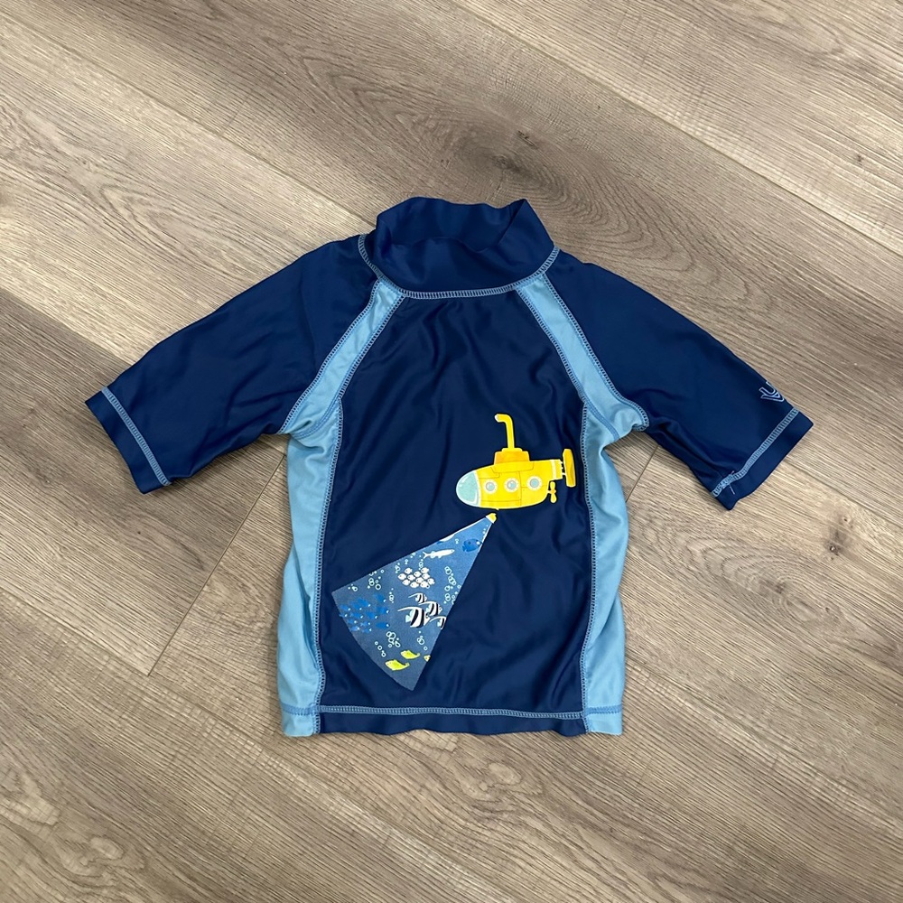 10/20$ UV SKINZ Kids Navy and Light Blue Submarine Rashguard Swim Shirt size 4T